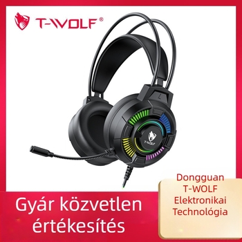 T-WOLF H140 vezetékes gaming headset mikrofonnal, 3,5 mm csatlakozó, 290 g