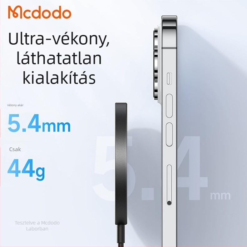 MCDODO mágneses vezeték nélküli töltő MagSafe-hez — max 15W, PD gyors töltés, MagSafe-kompatibilis, kimeneti üzemmódok 15W/10W/7.5W/5W