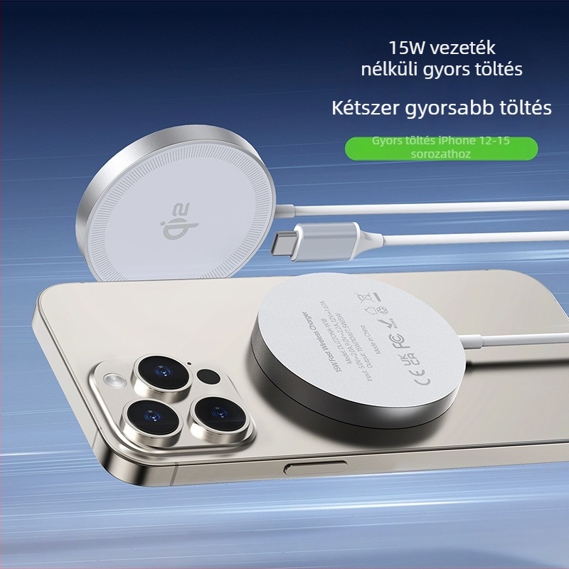 DUX DUCIS mágneses Qi2 vezeték nélküli töltő 15W alumíniumötvözetből Apple készülékekhez