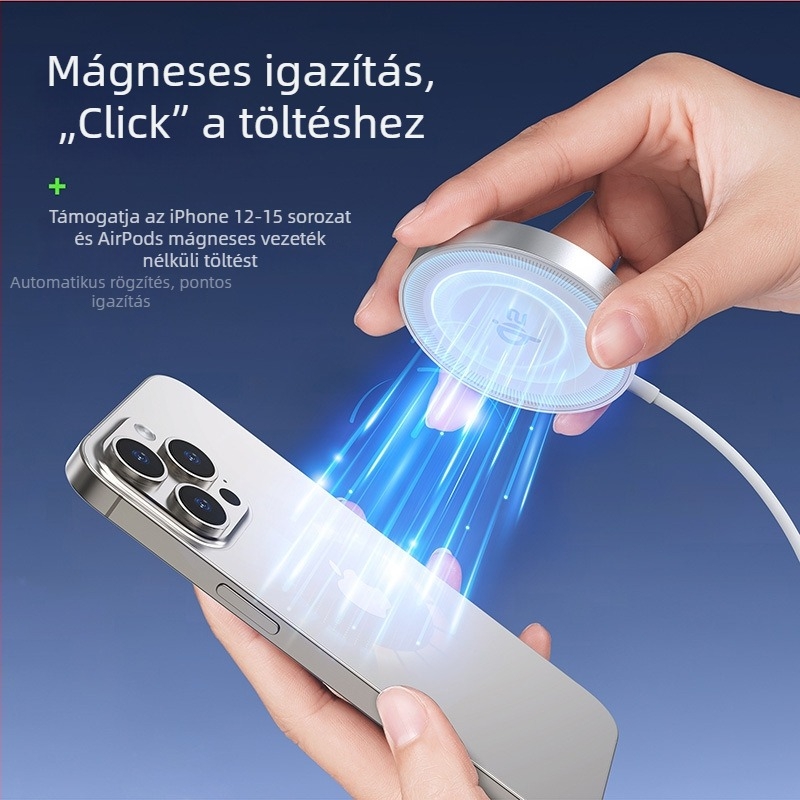 DUX DUCIS mágneses Qi2 vezeték nélküli töltő 15W alumíniumötvözetből Apple készülékekhez