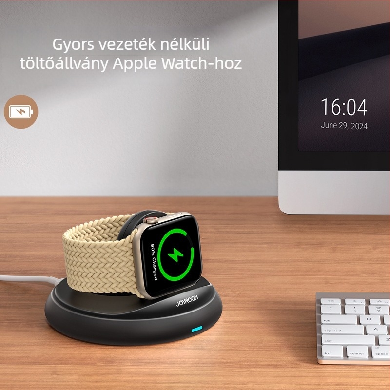 Mágneses vezeték nélküli töltő okosórához – hajtogatható, gyors töltés, stabil, 1A kimenet, max. 3W