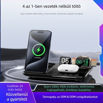 Többfunkciós asztali vezeték nélküli töltő – Apple-kompatibilis, 15W gyors töltés, teljesítmény 22,5W, kimeneti áram 2,5A, QC2.0 protokoll
