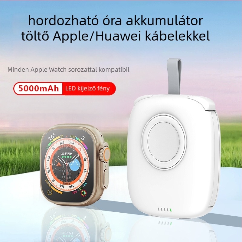 Apple Watch mágneses vezeték nélküli töltő Power Bank, 5000mAh, 12W, QC2.0, 5V közvetlen töltés