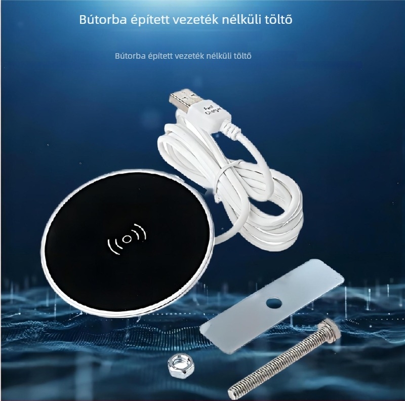 Bútorba épített Qi vezeték nélküli töltő, 15W, IP67 vízálló, QC3.0 gyors töltés