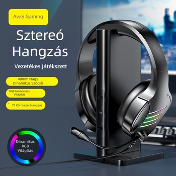 GM-5 Vezetékes gaming fejhallgató omnidirekcionális mikrofonnal, 3,5 mm csatlakozó, 32 Ω impedancia, érzékenység >110 dB, 2,1 m kábel