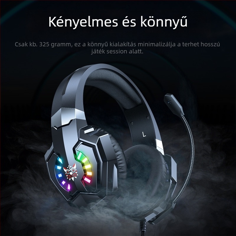ONIKUMA Vezeték nélküli gaming fejhallgató, 50 mm meghajtókkal, USB dongle, RGB megvilágítás, zajcsökkentés