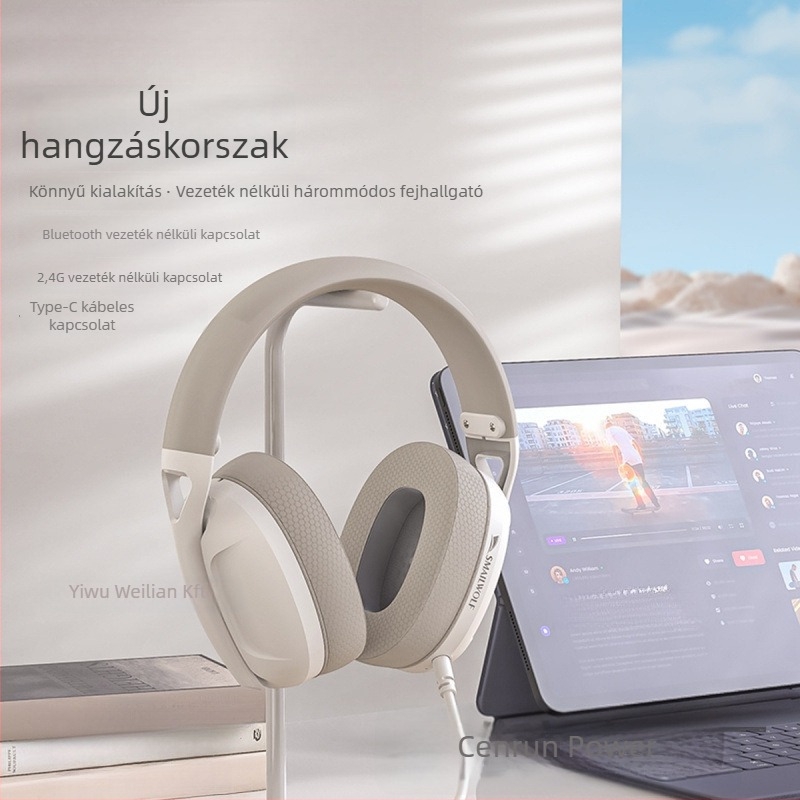 Bluetooth játékfejhallgató PC-hez zajszűréssel, IPX6, Bluetooth 5.0, 5 m hatótávolság, 8+ órás üzemidő