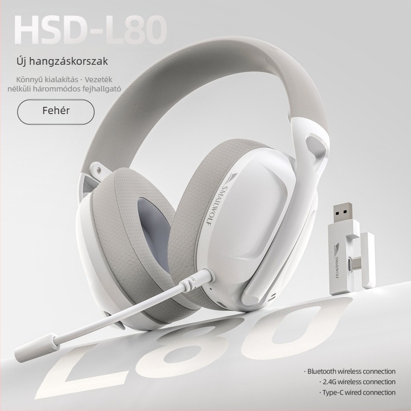 Bluetooth játékfejhallgató PC-hez zajszűréssel, IPX6, Bluetooth 5.0, 5 m hatótávolság, 8+ órás üzemidő
