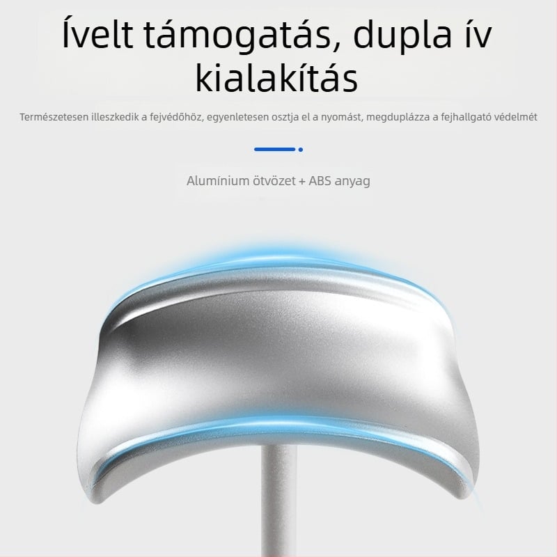 Fejhallgató-tartó alumíniumötvözetből, asztali tartó csúszásmentes felülettel, 110 g, 2023-as modell