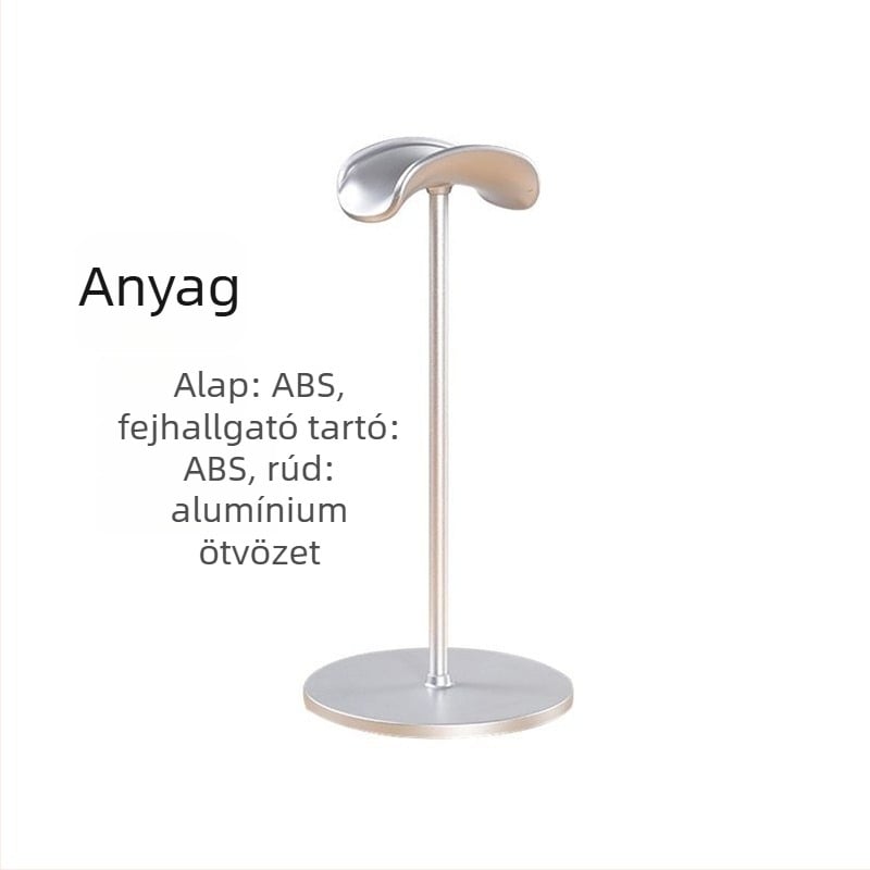 Fejhallgató-tartó alumíniumötvözetből, asztali tartó csúszásmentes felülettel, 110 g, 2023-as modell