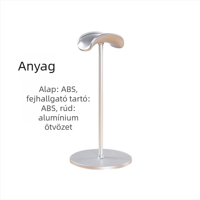 Fejhallgató-tartó alumíniumötvözetből, asztali tartó csúszásmentes felülettel, 110 g, 2023-as modell