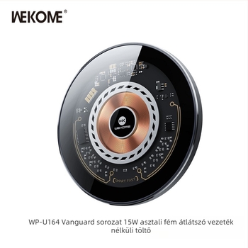 15W vezeték nélküli töltő iPhone 15-höz, fém kivitel, kör alakú átlátszó dizájn, mágneses töltés