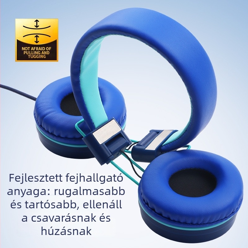 Vezetékes headset diákok és gyerekek számára, állítható és összecsukható, mikrofonnal online órákhoz — 40 mm meghajtók, impedancia 32 Ω, frekvenciatartomány 20–20000 Hz, USB-C és 3,5 mm csatlakozó