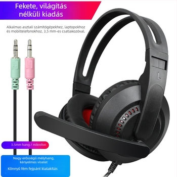 Messide A2 LED gamer fejhallgató mikrofonnal, kábeles, over-ear, basszus-erősítés