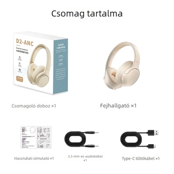 Bluetooth ANC over-ear fejhallgató, hosszú viselésre kényelmes, Hi-Fi sztereó