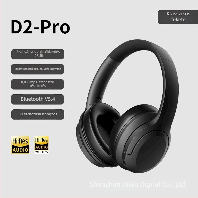 Bluetooth ANC over-ear fejhallgató, hosszú viselésre kényelmes, Hi-Fi sztereó