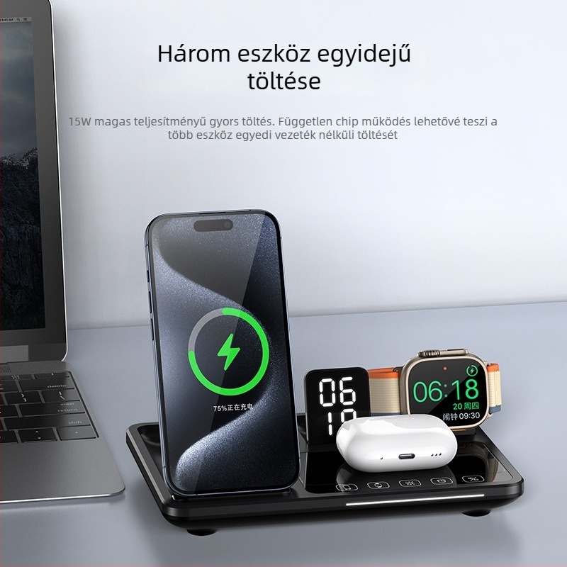 Nothing Négy az egyben vezeték nélküli töltő asztali összecsukható tartóval – 15W QC 3.0 gyors vezeték nélküli töltés, 2A kimenet