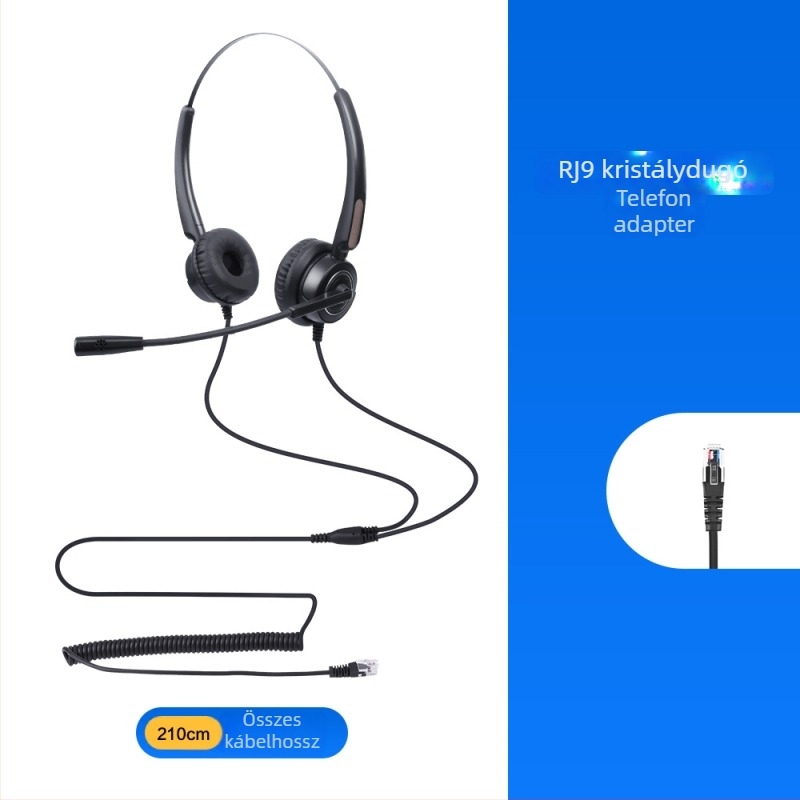 Kábeles fejhallgató zajcsökkentő mikrofonnal, RJ9, 2,5 mm, 3,5 mm és USB csatlakozók, 100–10000 Hz, impedancia 150 Ω
