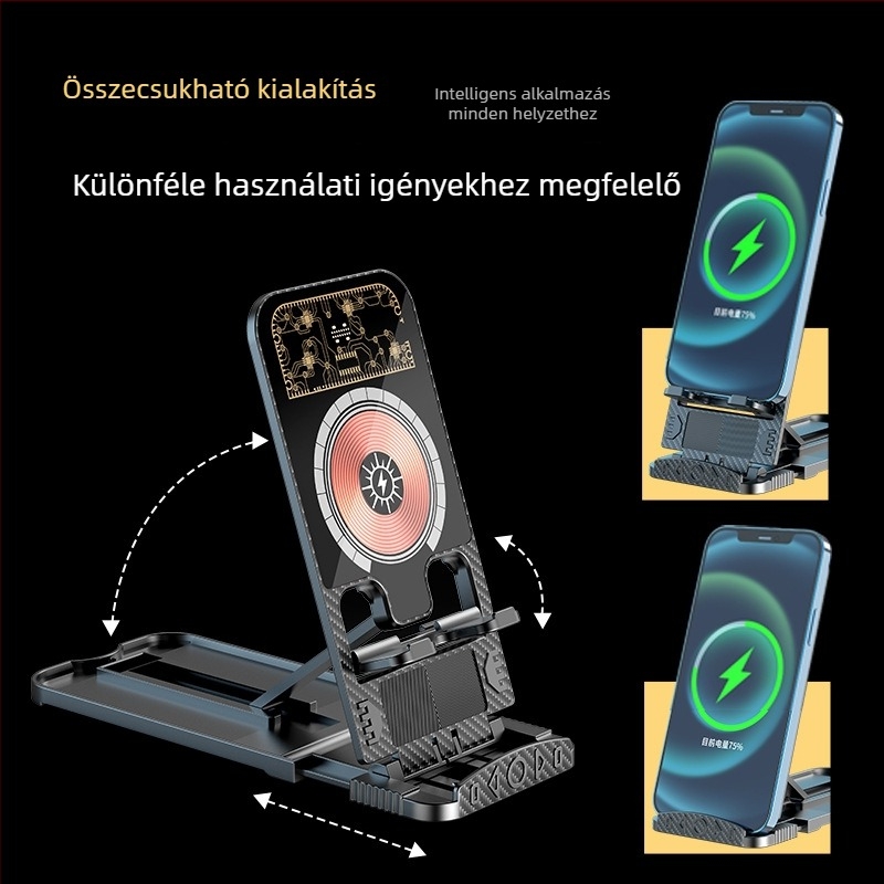 3 az egyben vezeték nélküli gyors töltő asztali állvány iPhone-hoz és fülhallgatóhoz, mágneses töltés, QC 3.0, max. 15W