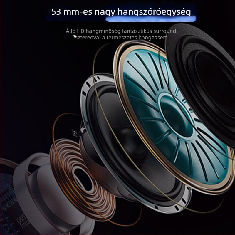 Gamer fejhallgató, vezeték nélküli, Bluetooth három móddal, 53 mm meghajtók, 20 Hz–20 kHz, 32 Ω, 116 dB