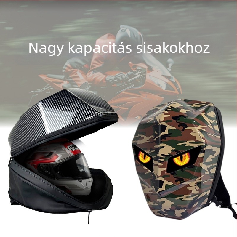 LED motorkerékpár-hátizsák Bluetoothkal, vízálló merev külső, ABS+PC anyagból