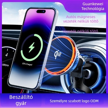 Autós telefontartó Qi2-szcertifikált hűtőventilátorral, 15W mágneses vezeték nélküli töltővel, QC3.0 gyors töltéssel és univerzális kompatibilitással