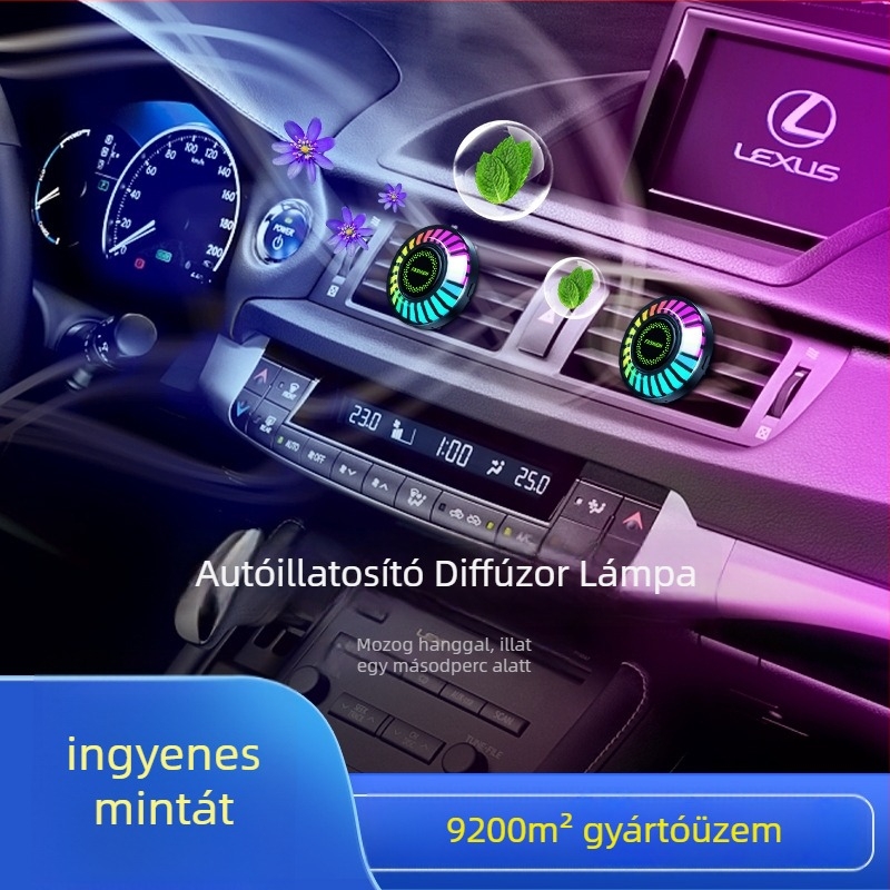 Autó belső terének atmoszferikus világítása RGB-vel, aromaterápiával, hangvezérléses zenei ritmus, USB-működtetésű spirál lámpa