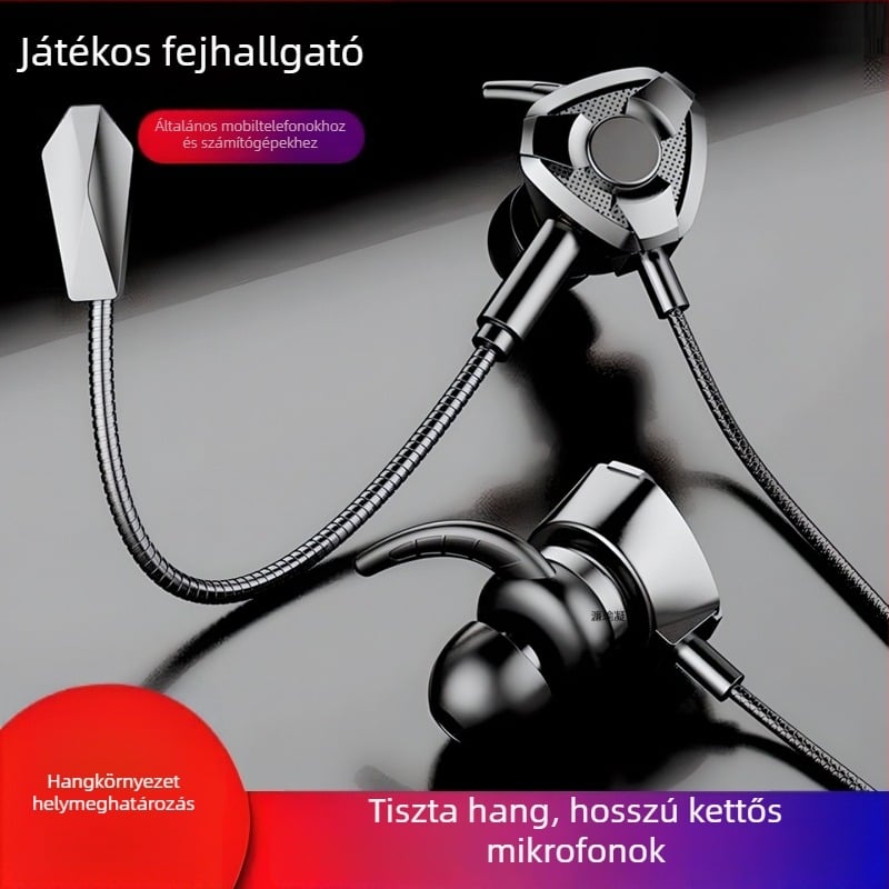 Kábeles játék fejhallgató mikrofonnal, in-ear, PC/Desktop/Laptophoz, 3,5 mm, 20–20000 Hz, 16 Ω