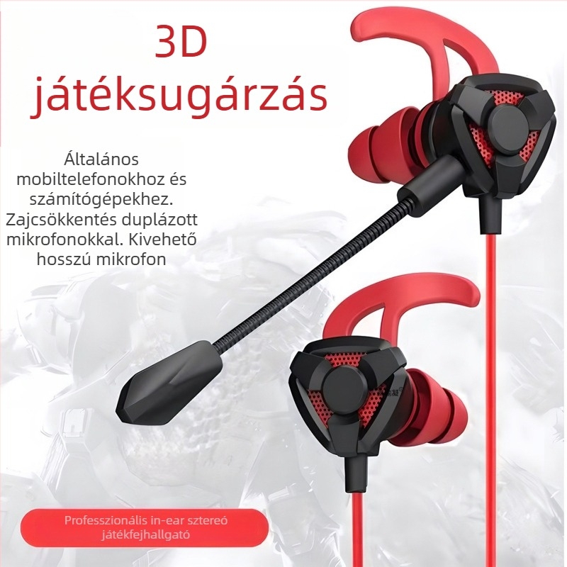 Kábeles játék fejhallgató mikrofonnal, in-ear, PC/Desktop/Laptophoz, 3,5 mm, 20–20000 Hz, 16 Ω