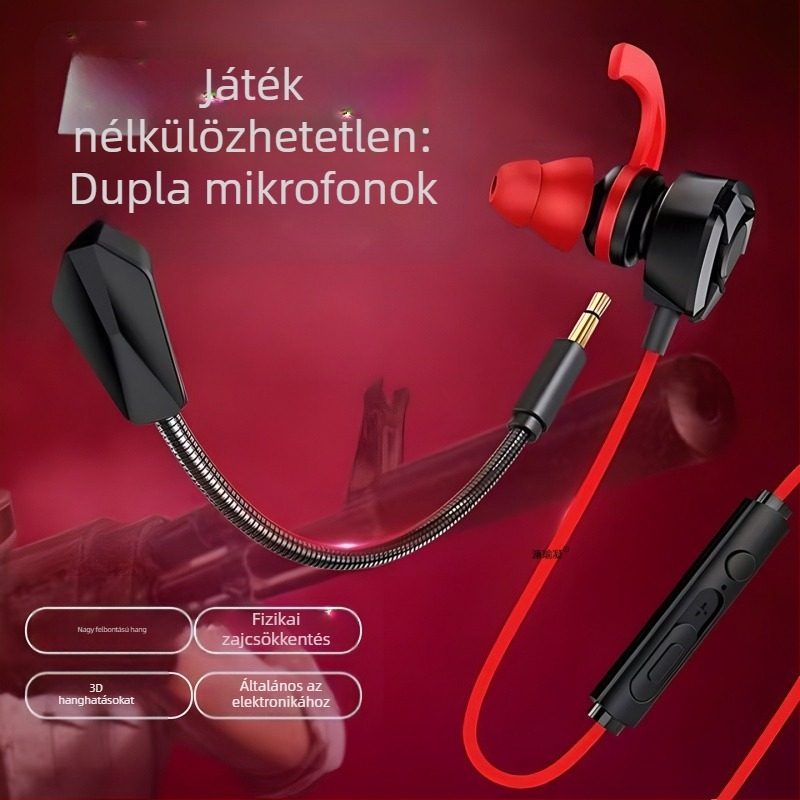 Kábeles játék fejhallgató mikrofonnal, in-ear, PC/Desktop/Laptophoz, 3,5 mm, 20–20000 Hz, 16 Ω