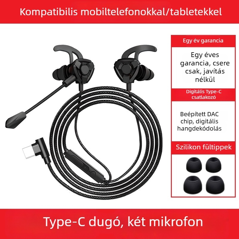 Kábeles játék fejhallgató mikrofonnal, in-ear, PC/Desktop/Laptophoz, 3,5 mm, 20–20000 Hz, 16 Ω