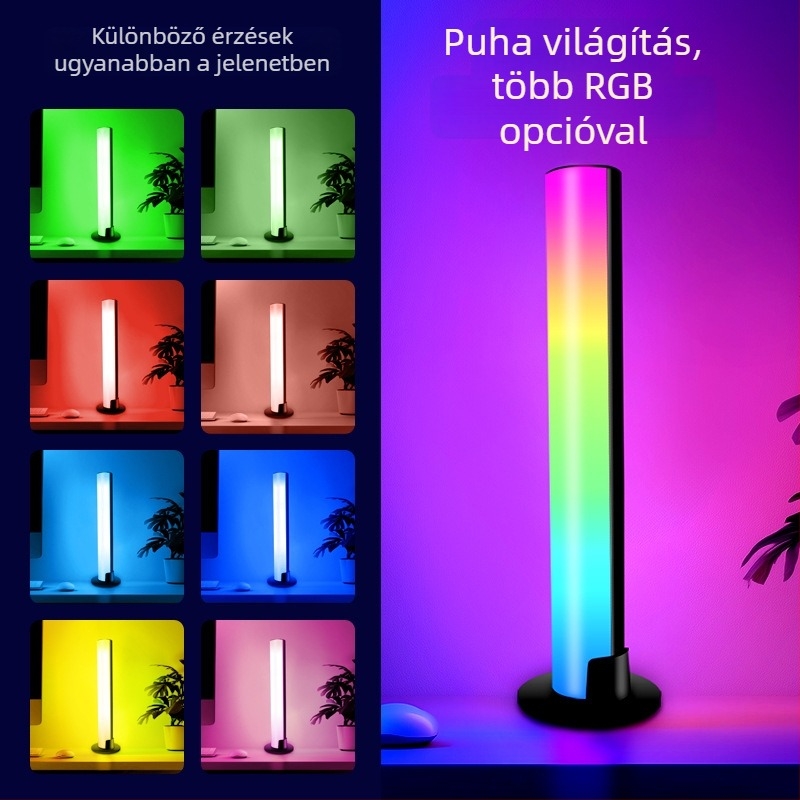 Asztali RGB atmoszférikus fény hangfelismerővel, hangvezérléssel és zenés ritmusvilágítással, konnektoros tápegységgel
