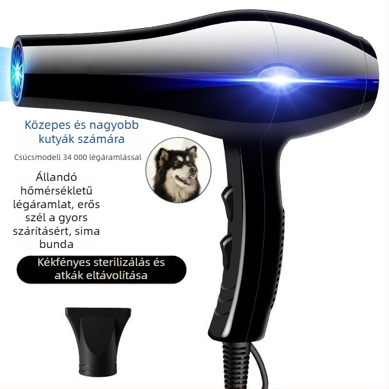 Állati hajszárító nagy teljesítményű légárammal kutyáknak és macskáknak (Model 1, 2000W+, ≤36V, Univerzális)