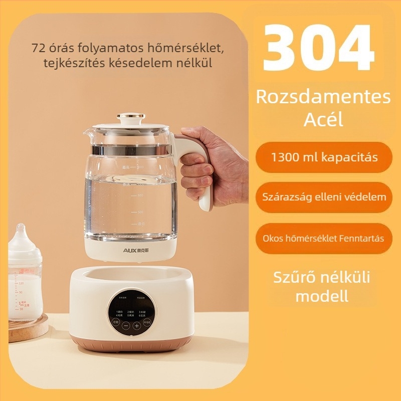 Egészség teáskanna üvegszerkezettel, 1–1,5 L, 500–1000 W, 220 V, érintéses vezérlés