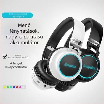 Vezeték nélküli Bluetooth headset fejre, sztereó, hajtogatható, Bluetooth 5.0, 10 m hatótáv, 8+ órás akkumulátor-élettartam