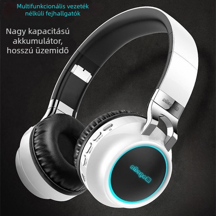 Vezeték nélküli Bluetooth headset fejre, sztereó, hajtogatható, Bluetooth 5.0, 10 m hatótáv, 8+ órás akkumulátor-élettartam