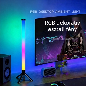 Asztali RGB hangulatfény hang-aktivált reagálással és hang- vagy alkalmazásvezérléssel (tápellátás a konnektorból, asztali vagy falra akasztható telepítés, játékszoba világítás)