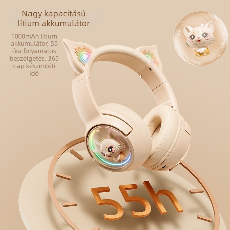 ONIKUMA macskafülhallgató, Bluetooth 5.3, 10 m hatótáv, esportok alacsony késleltetés, 4–8 óra üzemidő