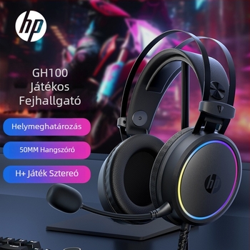 HP GH100 játékfejhallgató mikrofonnal, vezetékes, USB/Type-C dupla interfész