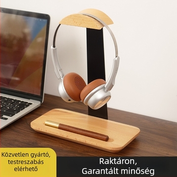 Fából készült játékfejhallgató állvány — modern minimál stílus, asztali tároló, egyrétegű, többfunkciós