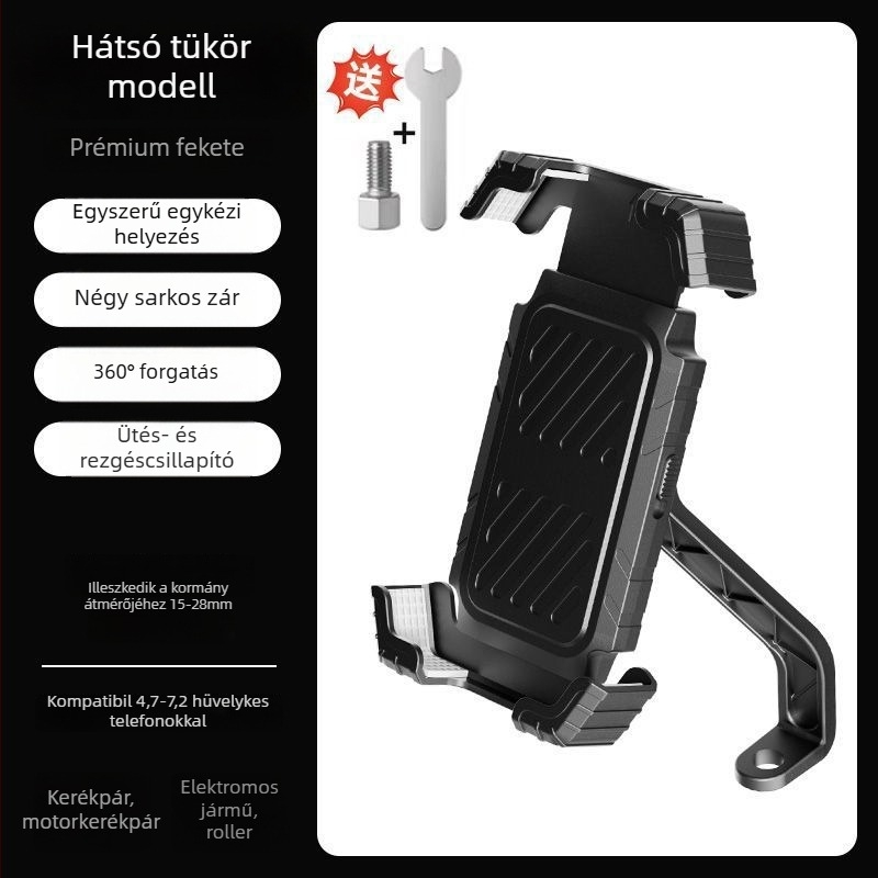 Elektromos kerékpárhoz telefon-tartó vezeték nélküli töltéssel, puha ragasztóanyag, IP-stílus