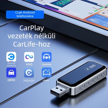 CarPlay vezeték nélküli CarLife adapter Androidos autókhoz – Modell U7, Dual-core CPU, 1GB RAM, USB interfész, Android Car verzió 5.0+
