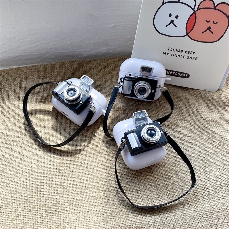 Retro kamera-stílusú tok Apple AirPods Pro számára (3. és 5. generáció)