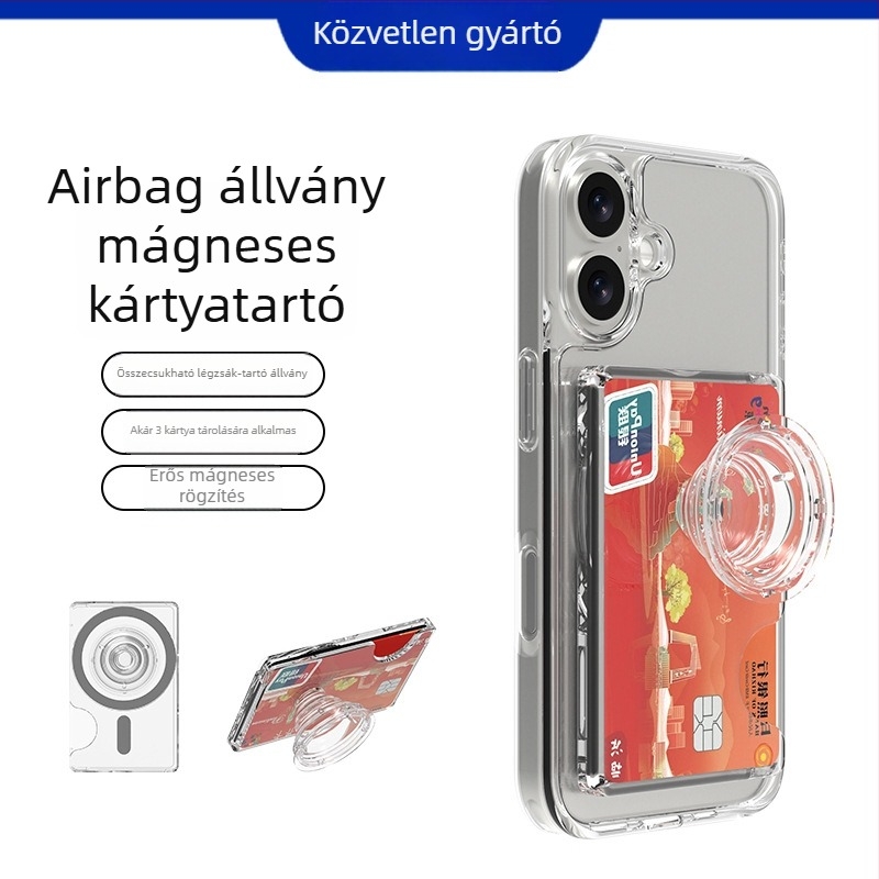 OAKCASE MagSafe kártyatartó telefonállvánnyal, tok TPU+PC, integrált kártyatartó, DIY többfunkciós tok
