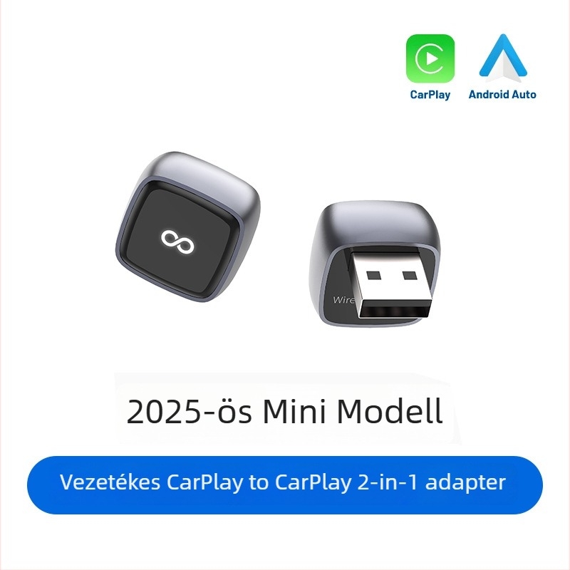 Dnc J20 Vezeték nélküli CarPlay/Android Auto 2-az-1-ben adapter kábeles CarPlay-hez, alumíniumötvözet, USB-C, 20 g