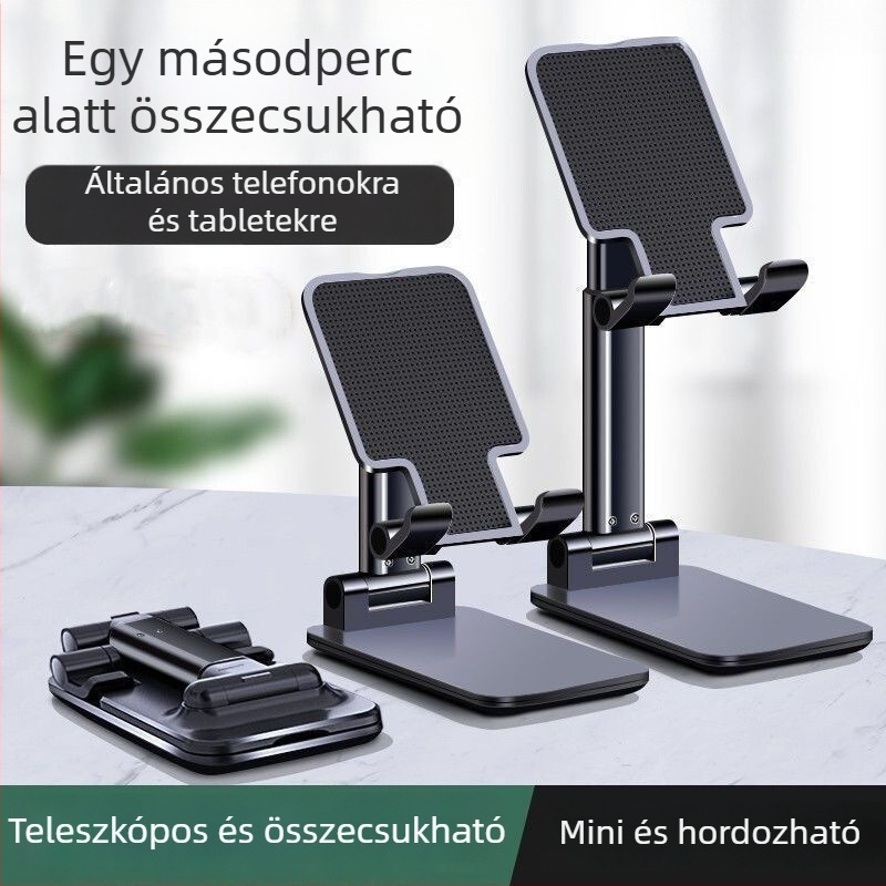 Asztali tabletatartó - állítható, összecsukható, hordozható, műanyag kivitel, iPad-kompatibilis