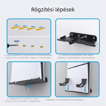 PS5 Slim falra szerelhető tartó és tároló – Vasból, konzolhoz, modell Ps5slim console