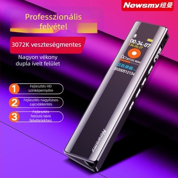 Newman V03 diktafon – WAV felvétel, 600‑perc felvételidő, USB 2.0 interfész, beépített kétirányú mikrofon, fém ház