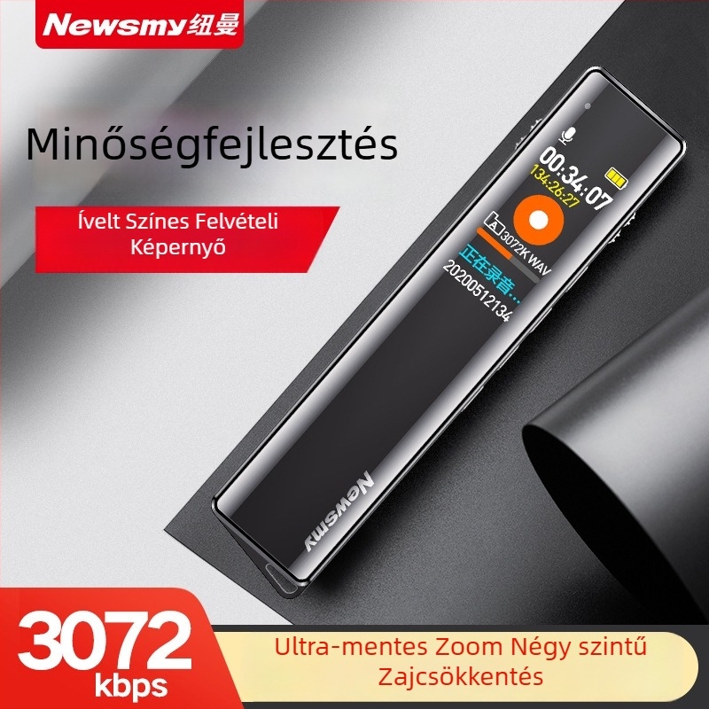 Newman V03 diktafon – WAV felvétel, 600‑perc felvételidő, USB 2.0 interfész, beépített kétirányú mikrofon, fém ház