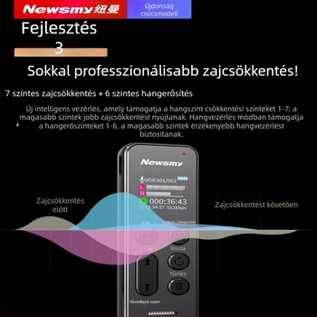 Newman W8 felvevő toll – 1000 perc felvétel, MP3/WAV formátumok, 5–7 m felvételi távolság, USB 2.0, memóriakártya nélkül